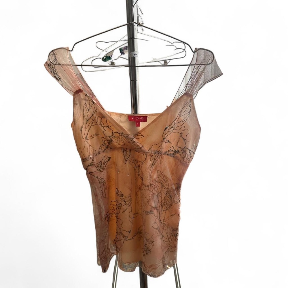 Derhy fairy euro sheer floral top with sequins Size S